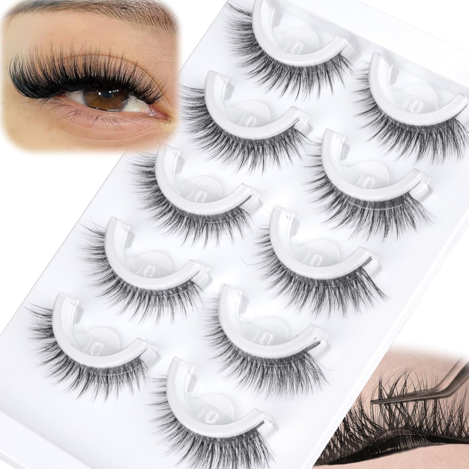 5 pares de pestañas de medio p - Eyelash Extension Japanese reseña y precio