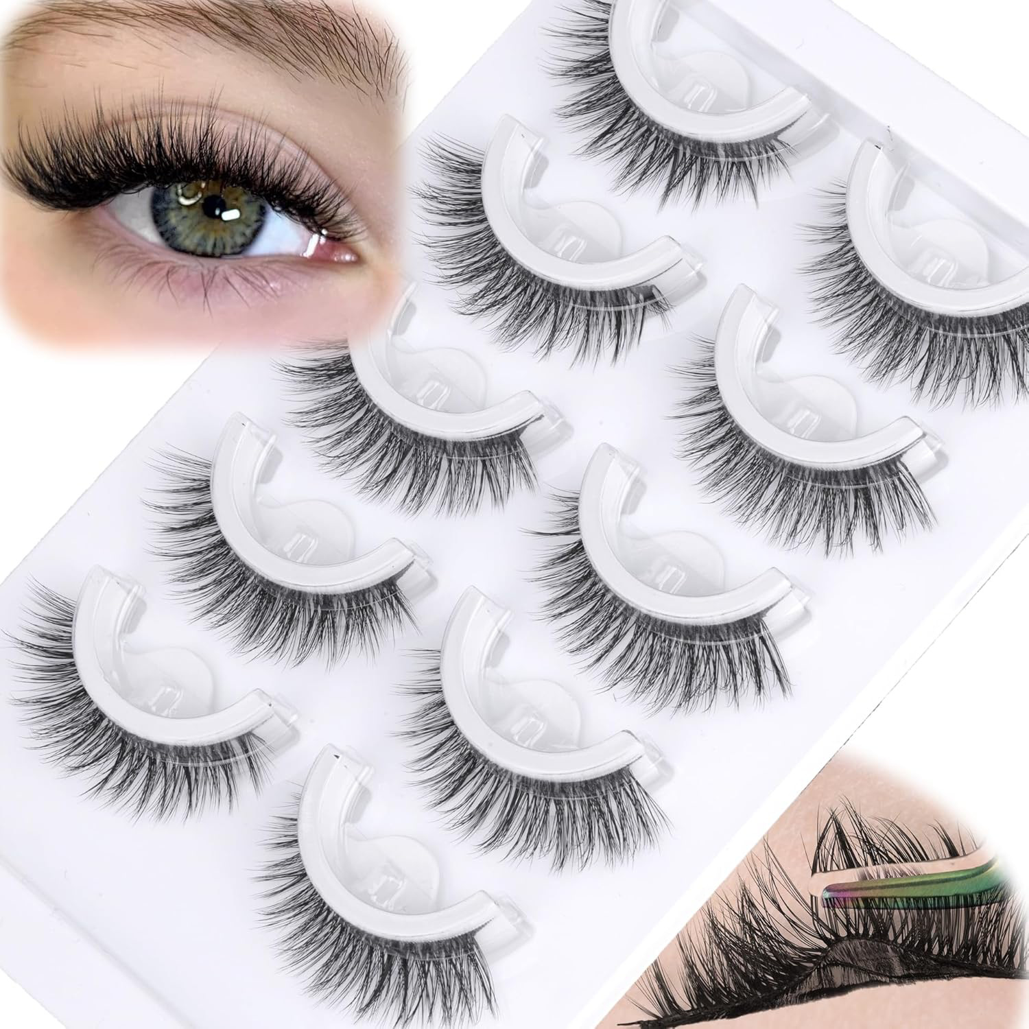 5 pares de pestañas de medio p - Eyelash Extension Japanese reseña y precio